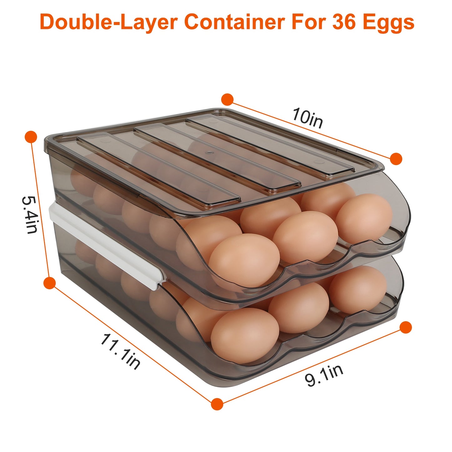 Double Layer Egg Container Holder – Refrigerator Egg Storage Box with Lid, Automatic Rolling Organizer for 36 Eggs
