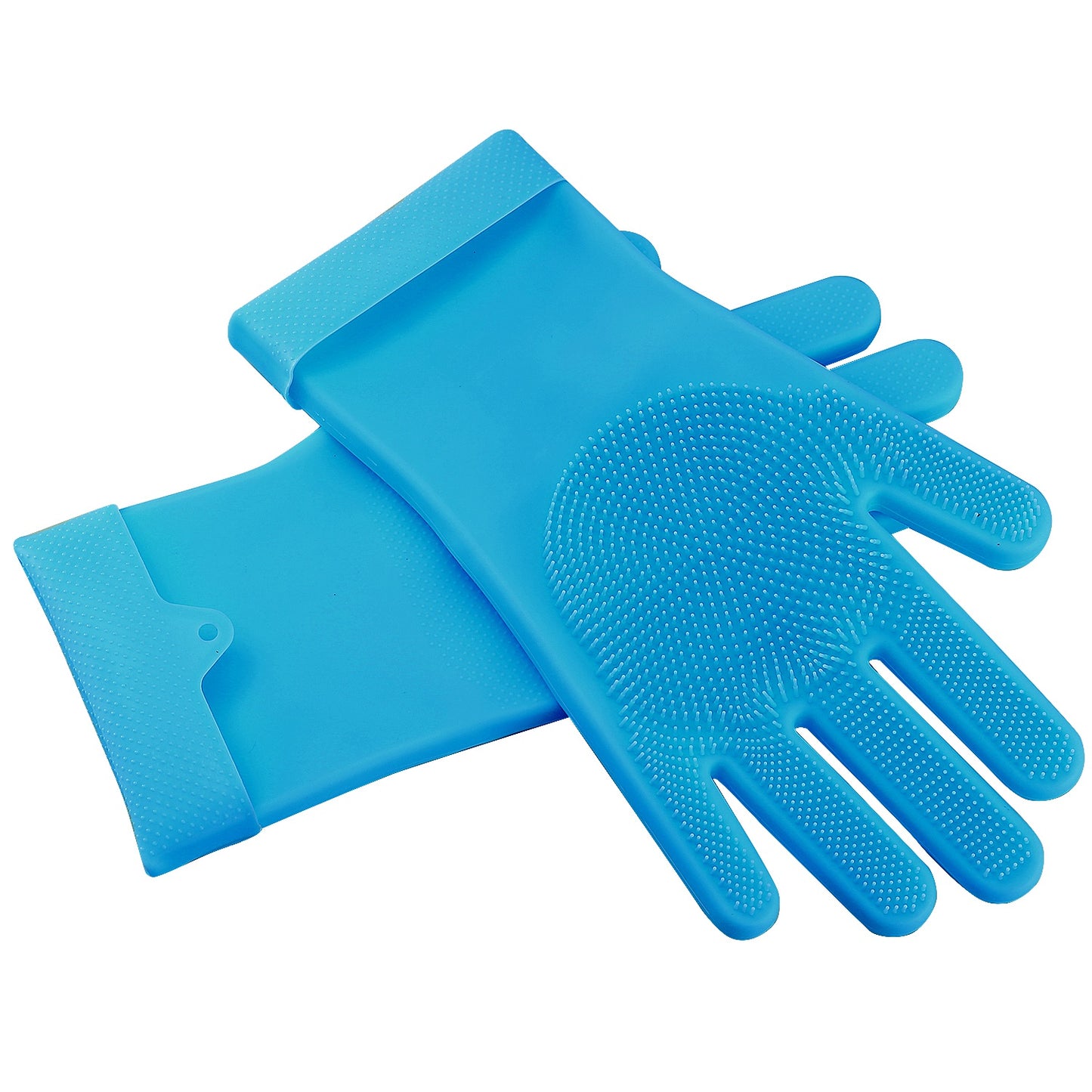 Silicone Cleaning Gloves with Built-In Brush – Heat Resistant Dishwashing & Pet Scrubbing Gloves (1 Pair)