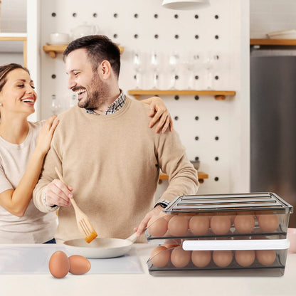 Double Layer Egg Container Holder – Refrigerator Egg Storage Box with Lid, Automatic Rolling Organizer for 36 Eggs