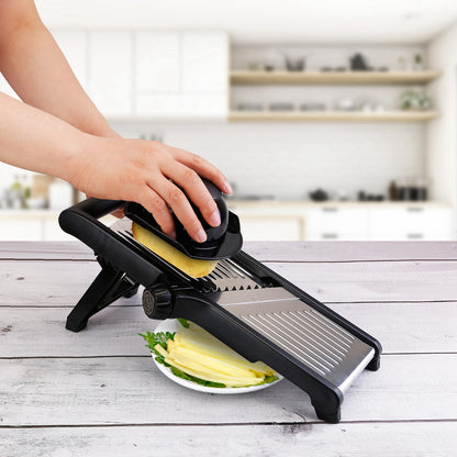 Mandoline Food Slicer – Stainless Steel Vegetable & Fruit Cutter with 5 Adjustable Blades, Julienne Grater & Peeler with Food Holder