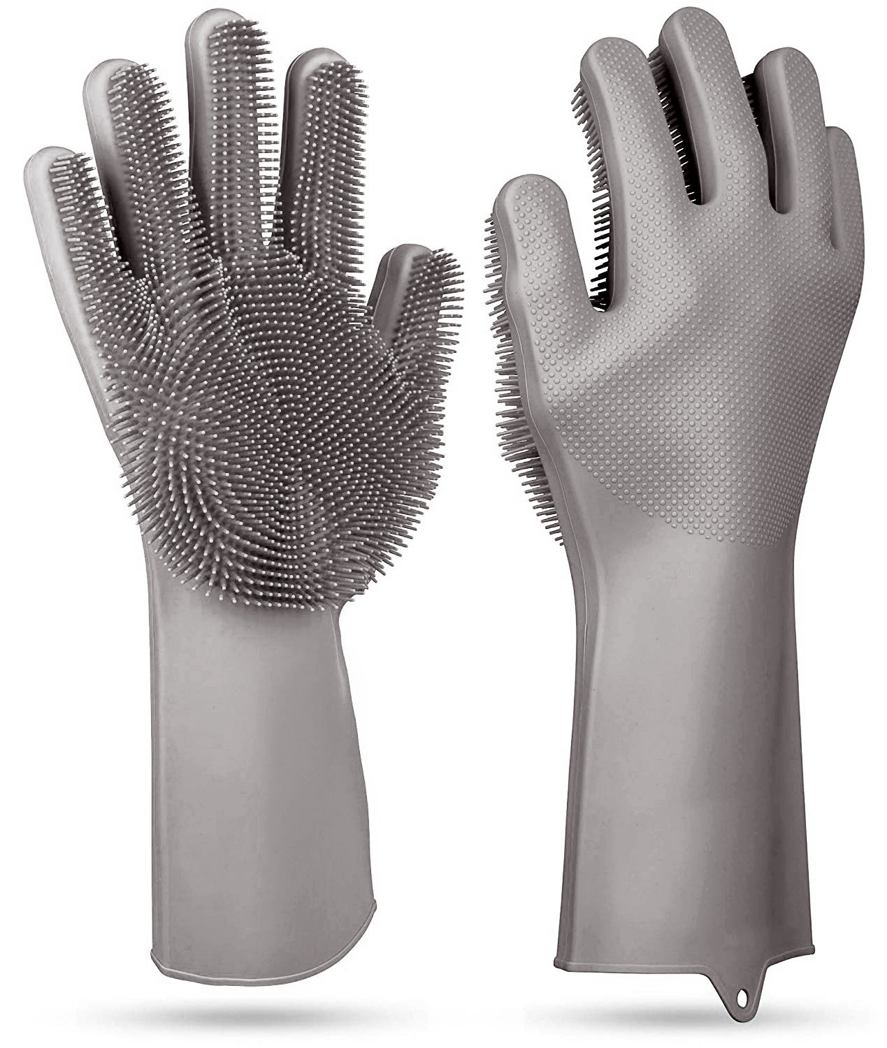 Silicone Cleaning Gloves with Built-In Brush – Heat Resistant Dishwashing & Pet Scrubbing Gloves (1 Pair)