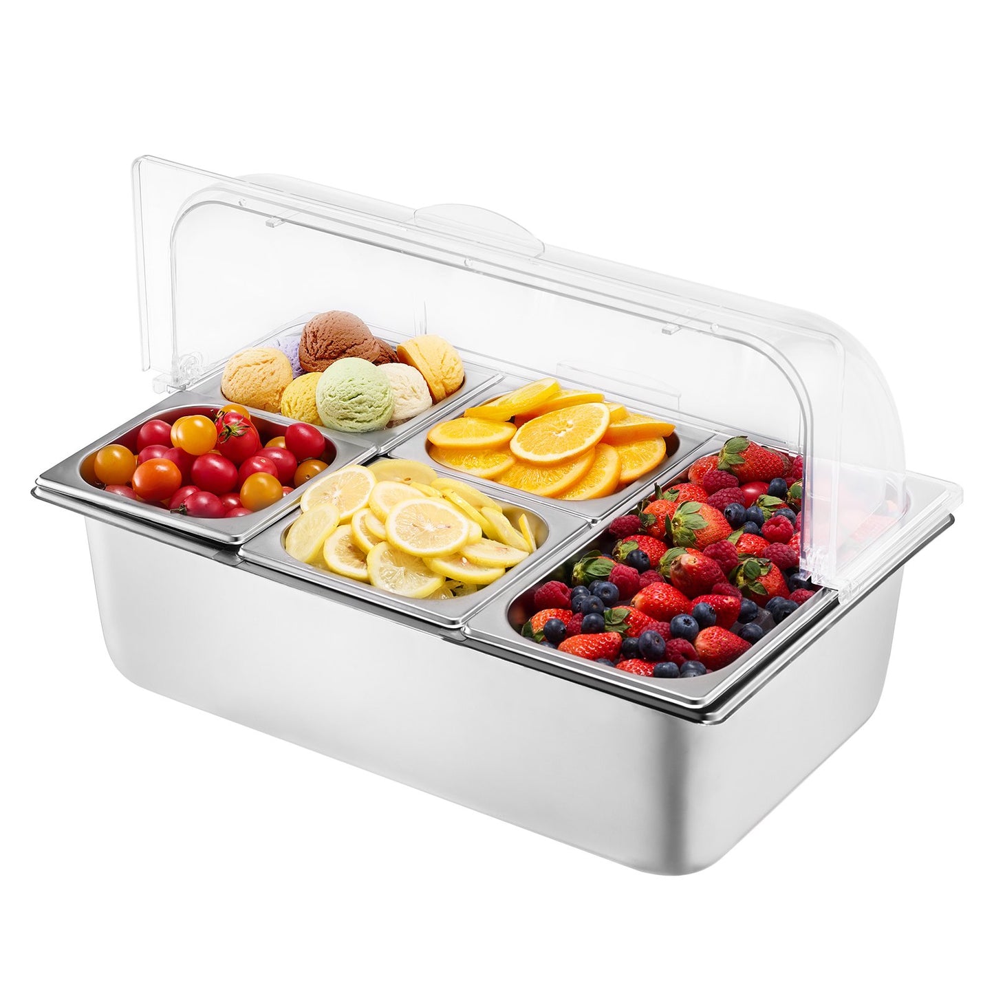 5 pan countertop food serving display container