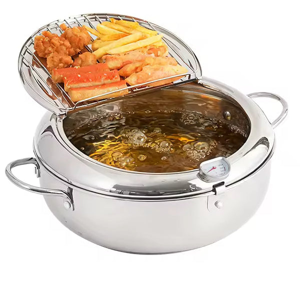 Tempura Deep Fryer Japanese Style Deep Fryer 304 Stainless Steel With Thermometer And Filter Cookware Deep Fryer