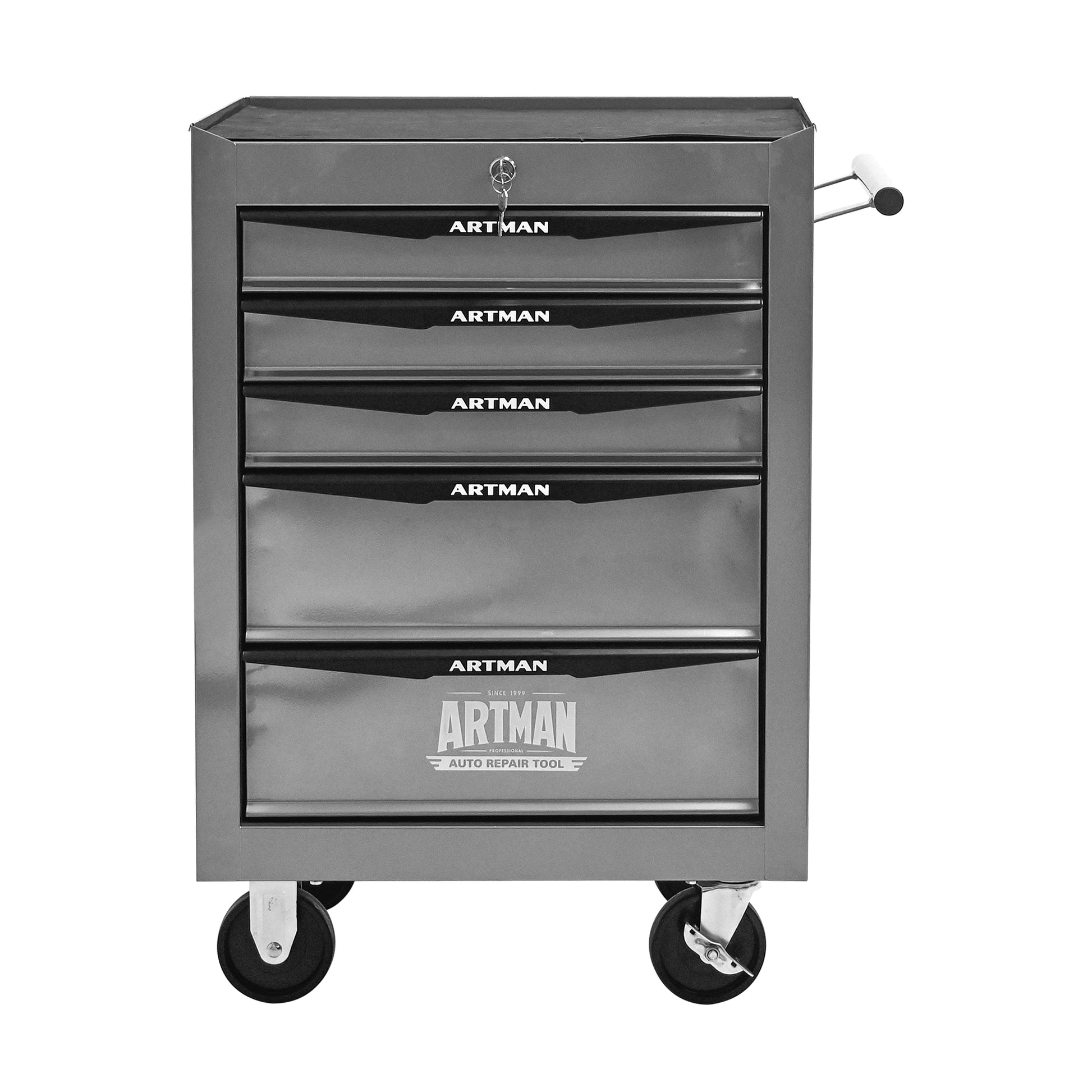 rolling tool chest 5 drawer steel tool storage cabinet silver