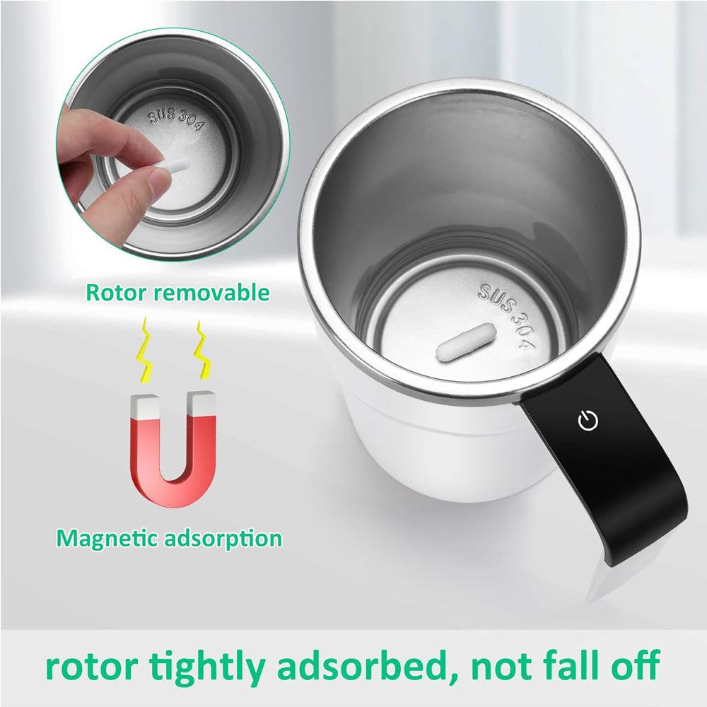 12oz Self-Stirring Coffee Mug – Automatic Magnetic Stirring Cup with LED Temperature Display, Rechargeable