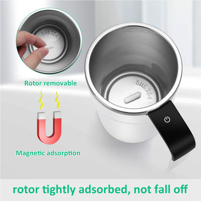 12oz Self-Stirring Coffee Mug – Automatic Magnetic Stirring Cup with LED Temperature Display, Rechargeable