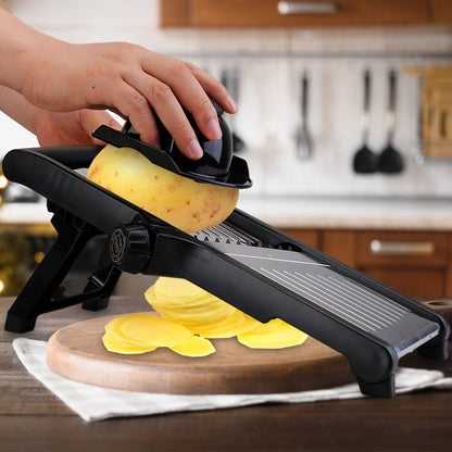 Mandoline Food Slicer – Stainless Steel Vegetable & Fruit Cutter with 5 Adjustable Blades, Julienne Grater & Peeler with Food Holder