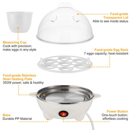 1Pc Electric Egg Cooker – 7-Egg Capacity Hard-Boiled Egg Maker with Auto-Off & Measuring Cup, Perfect for Steamed Vegetables, Seafood, and Dumplings