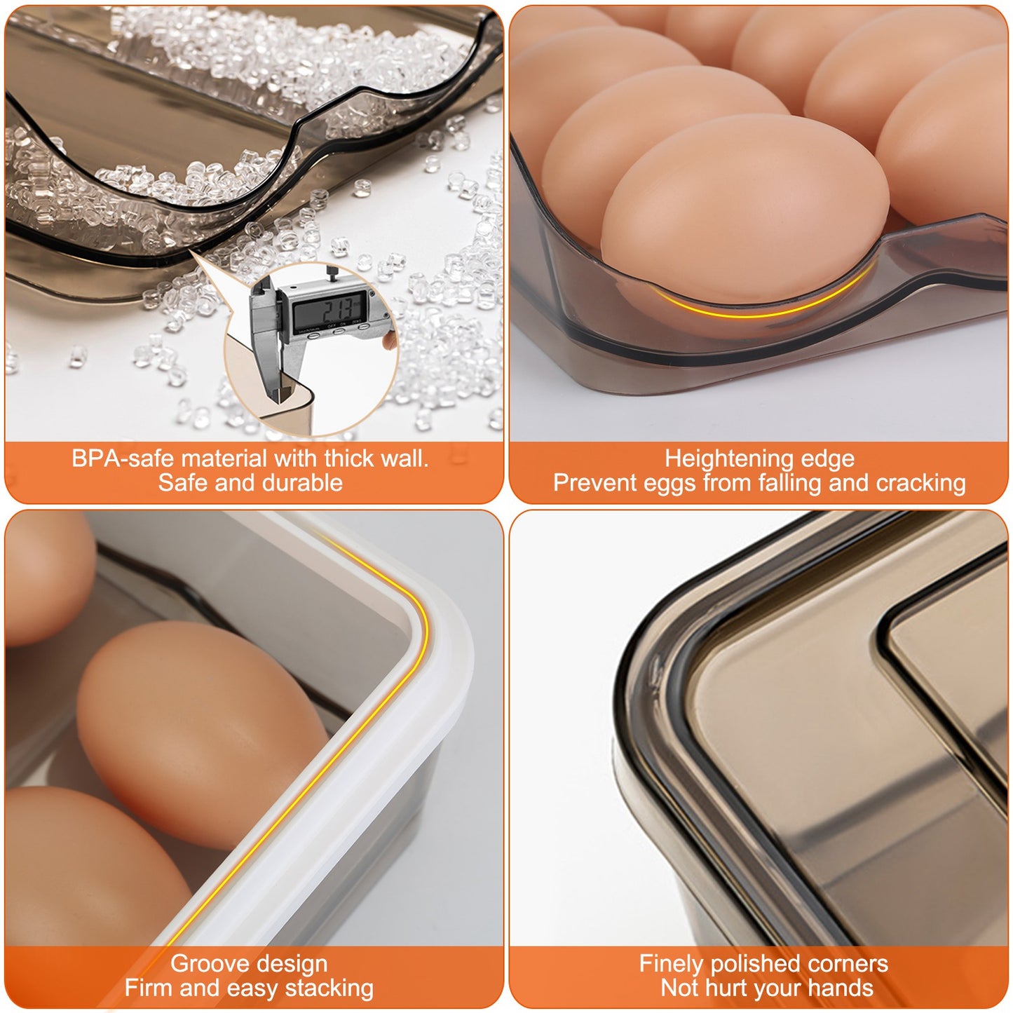 Double Layer Egg Container Holder – Refrigerator Egg Storage Box with Lid, Automatic Rolling Organizer for 36 Eggs