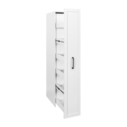 White,Large, Slim Storage Cart, Kitchen Rolling Cart, Narrow Storage Cabinet With Handle & Wheels, Wood Spice Rack Next To Fridge, Pantry Shelf For Kitchen, Small Spaces
