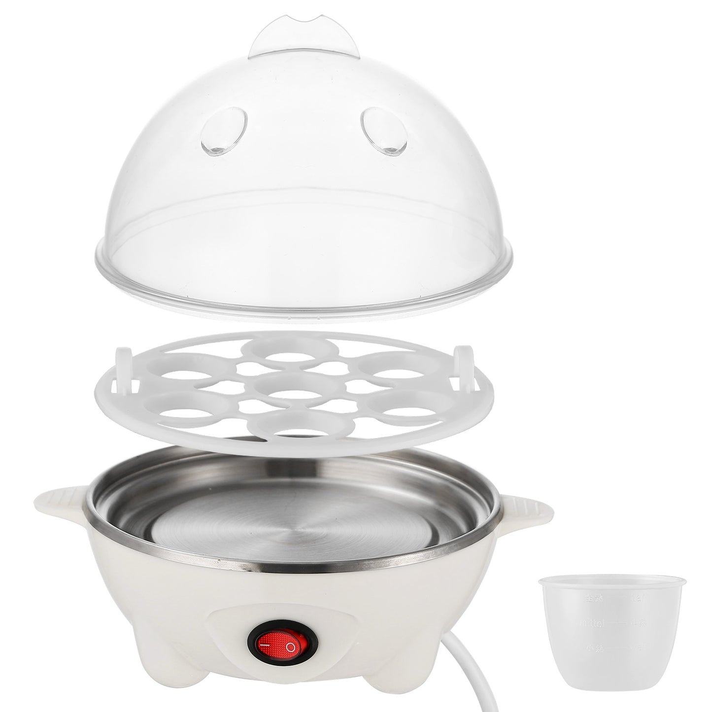 1Pc Electric Egg Cooker – 7-Egg Capacity Hard-Boiled Egg Maker with Auto-Off & Measuring Cup, Perfect for Steamed Vegetables, Seafood, and Dumplings
