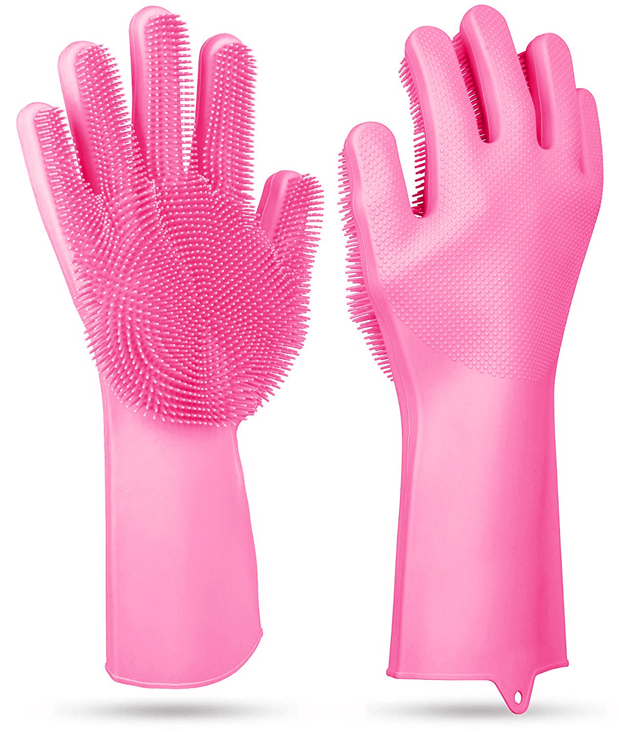 Silicone Cleaning Gloves with Built-In Brush – Heat Resistant Dishwashing & Pet Scrubbing Gloves (1 Pair)