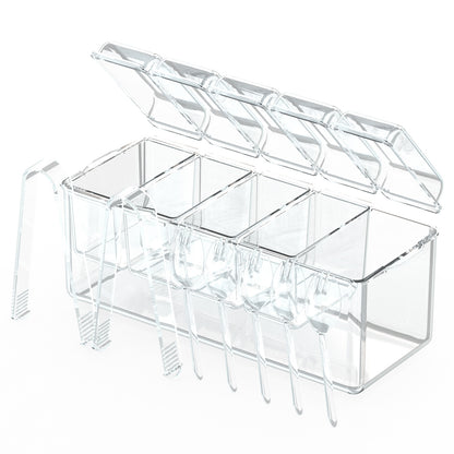 Ice Chilled Condiment Caddy Serving Tray – 1 Set Salad Platter with 5 Removable Containers, Lids, Tongs & Sporks