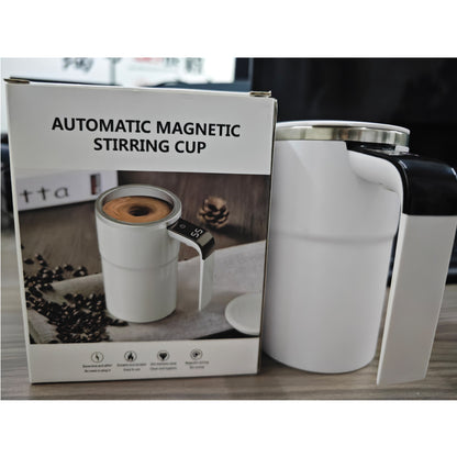 12oz Self-Stirring Coffee Mug – Automatic Magnetic Stirring Cup with LED Temperature Display, Rechargeable