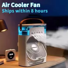 NTMY Personal Air Cooler, Portable Air Conditioner Fan, Mini Evaporative Cooler with 7 Colors LED Light, 1/2/3 H Timer, 3 Wind Speeds and 3 Spray Modes for Your Desk, Nightstand, or Coffee Table